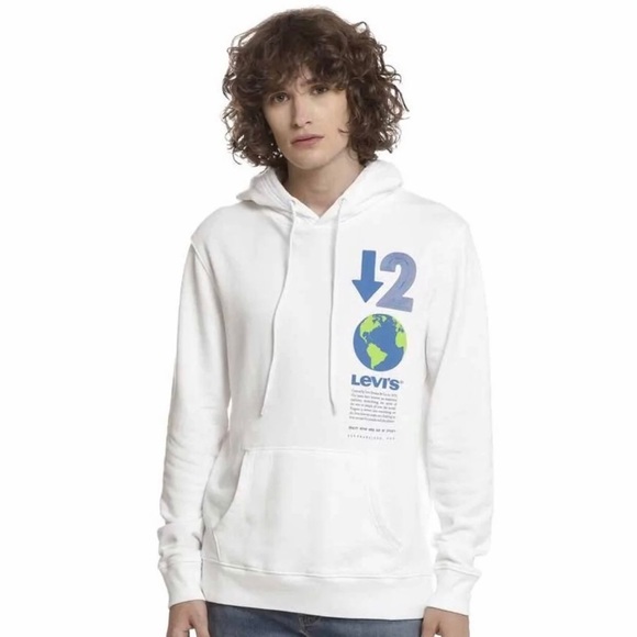 Mens Levi’s Sustainable Cotton Earth White Hoodie - Picture 1 of 12